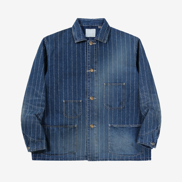 Fullcount 2051HW indigo wabash chore jacket used wash workwear denim jacket Japan front