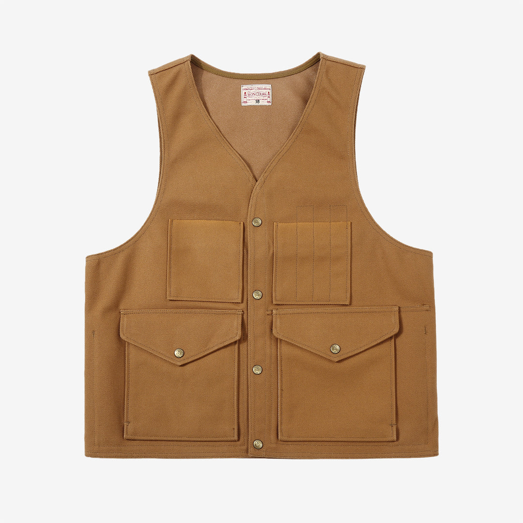 Boncoura Heavy Duck Canvas Utility Vest Mention Exclusive Made in Japan vintage hunting military style duck canvas vest front view