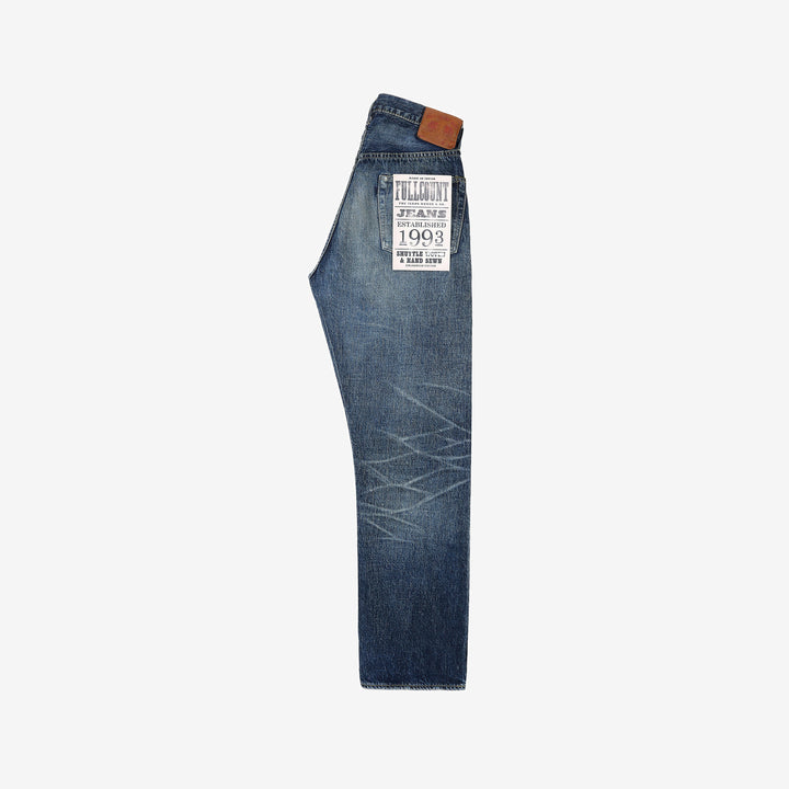 Fullcount 0105 selvedge denim used wash wide straight jeans Japan 
