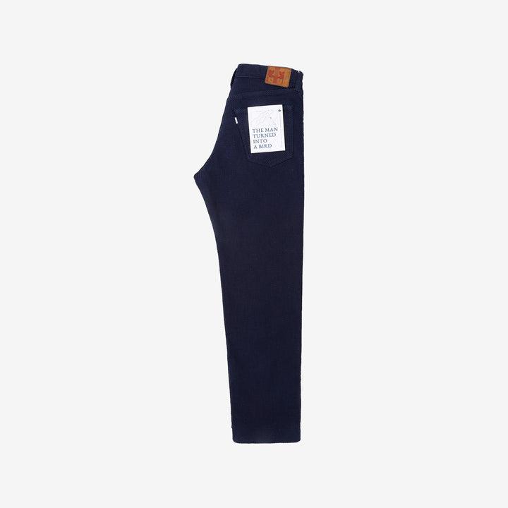 Omoto Denim 0621 indigo sashiko trousers relaxed tapered Japanese pants