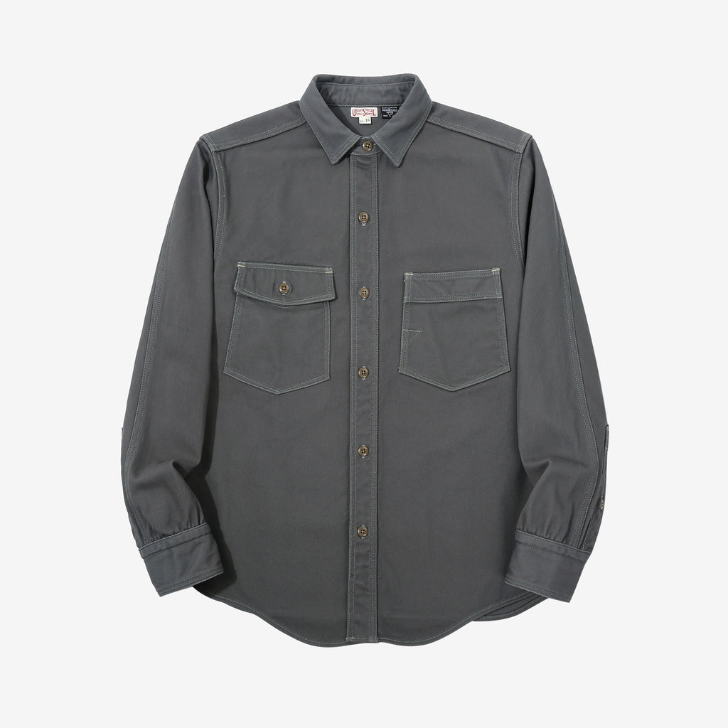 Freewheelers 2533006 Gemsa Hard Twist Kersey Work Shirt in Steel Grey – Front View