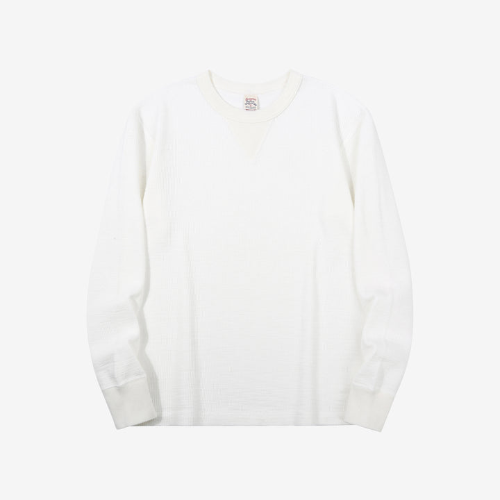 UES 602530 single rib knit long sleeve crew neck T-shirt made in Japan white front view