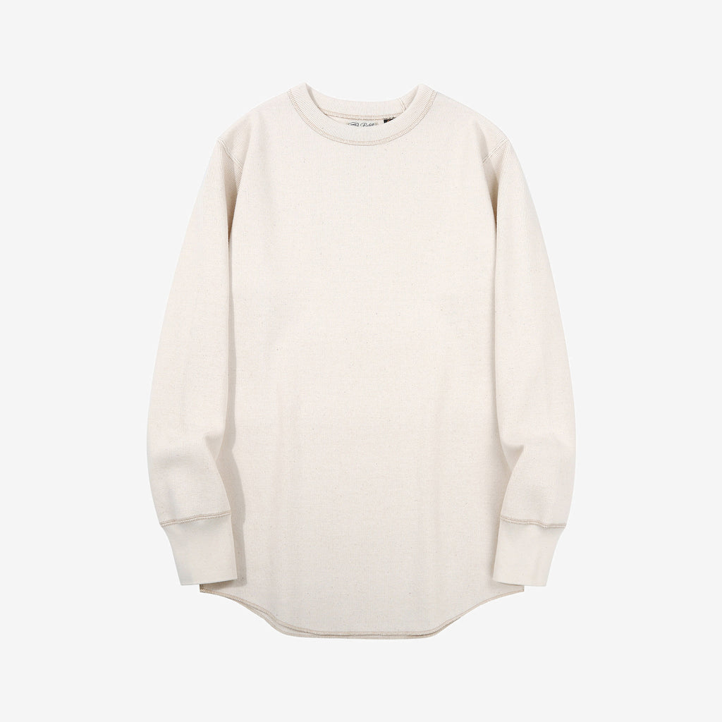 Freewheelers heavyweight rib knit long sleeve t shirt crew neck underwear Japan cream front