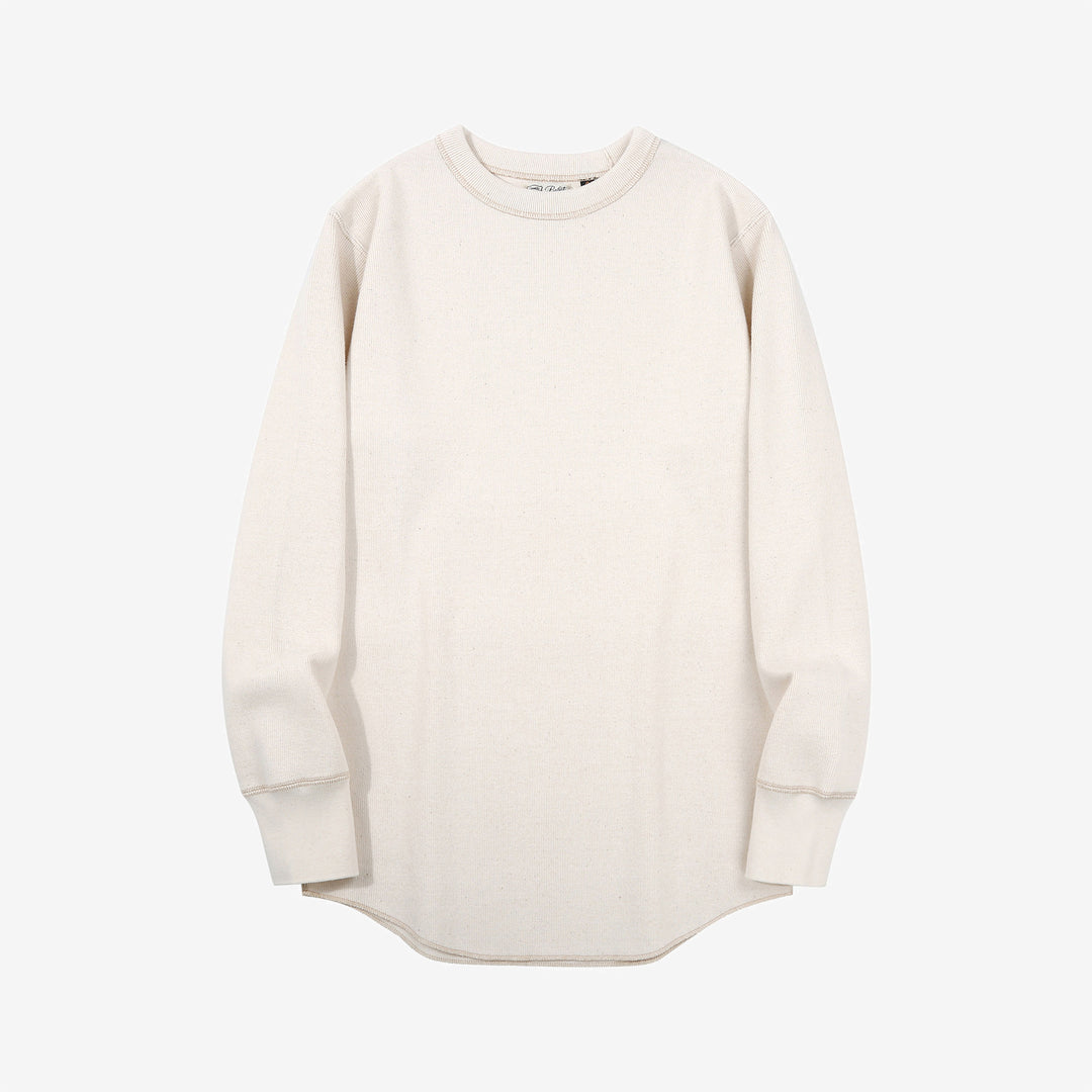 Freewheelers heavyweight rib knit long sleeve t shirt crew neck underwear Japan cream front