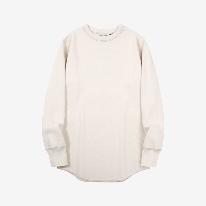 Freewheelers heavyweight rib knit long sleeve t shirt crew neck underwear Japan cream front