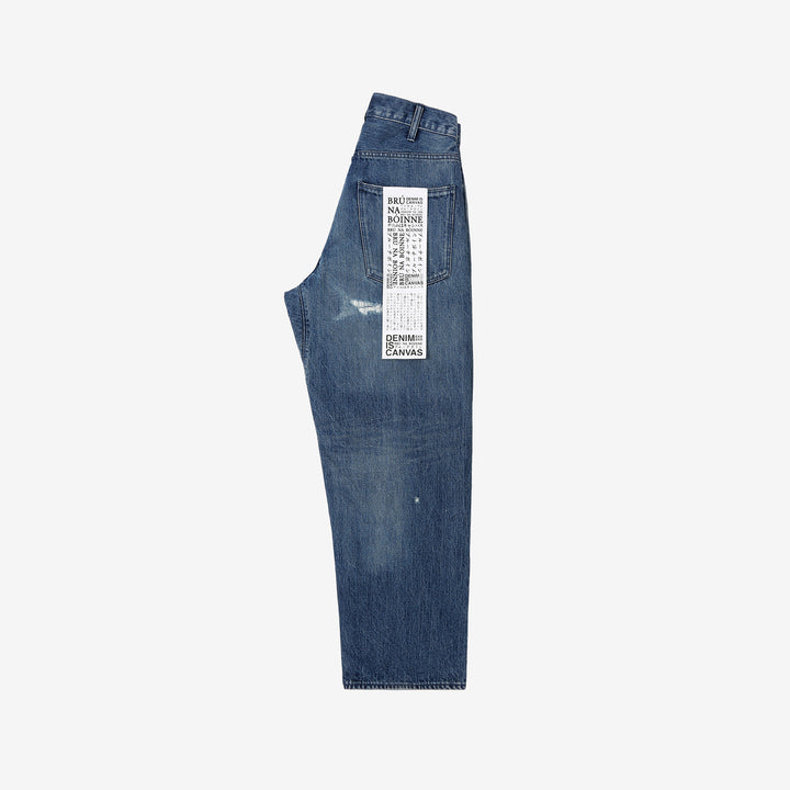 Brú na Bóinne 7777A 13.5oz Selvedge Denim - Patchwork Vintage Wash Wide Tapered Fit Made in Japan Front View
