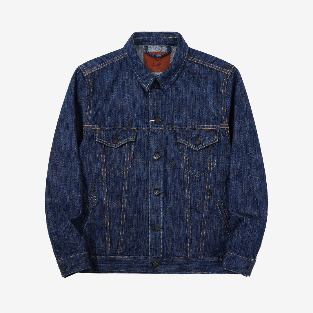 Pure Blue Japan 6226-L 14.5oz Waterfall Denim Type 3 Jacket Light Indigo Made in Japan Selvedge Denim Jacket Front View
