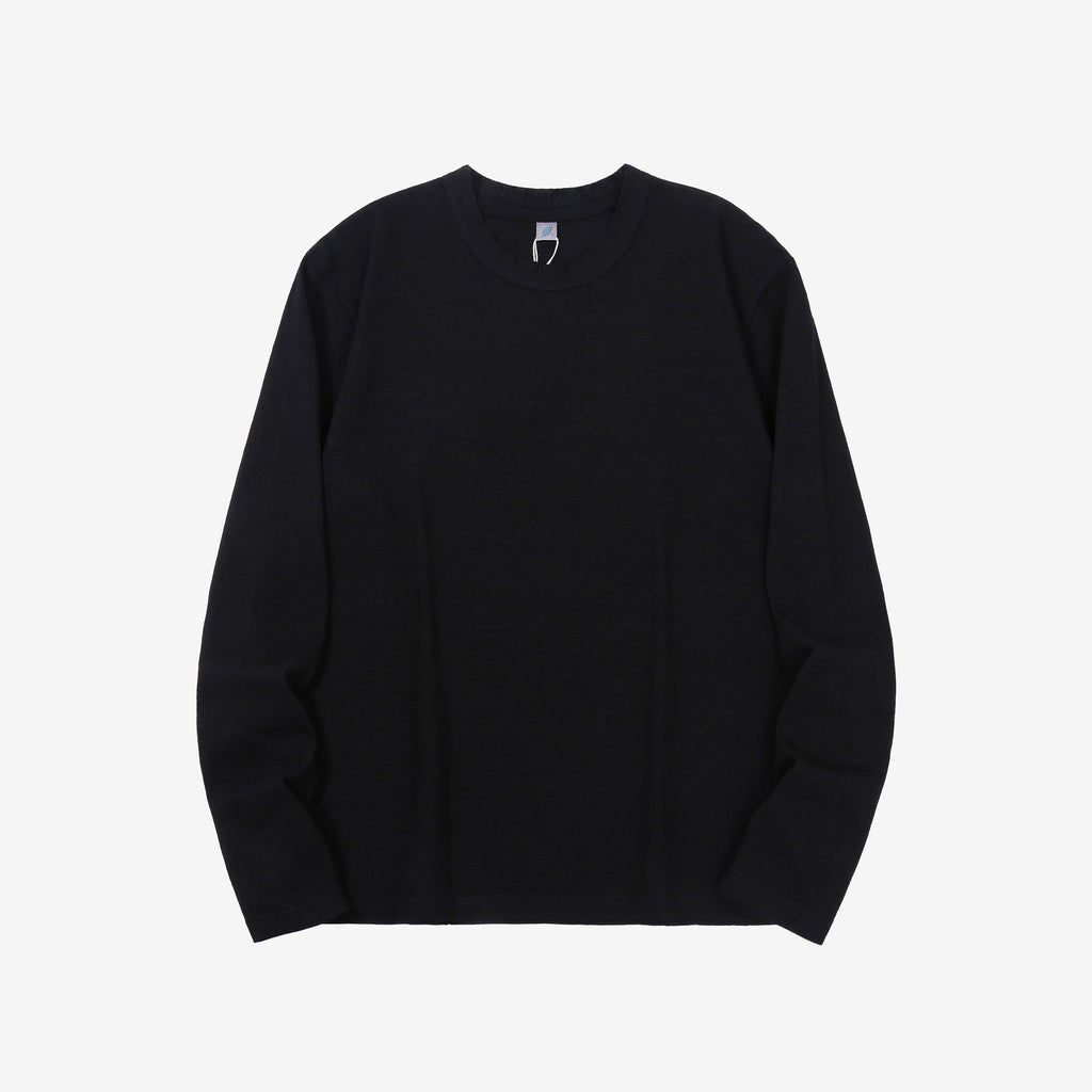Pure Blue Japan LS-5011-IDBK indigo black jersey long sleeve T-shirt fading cotton Japan front