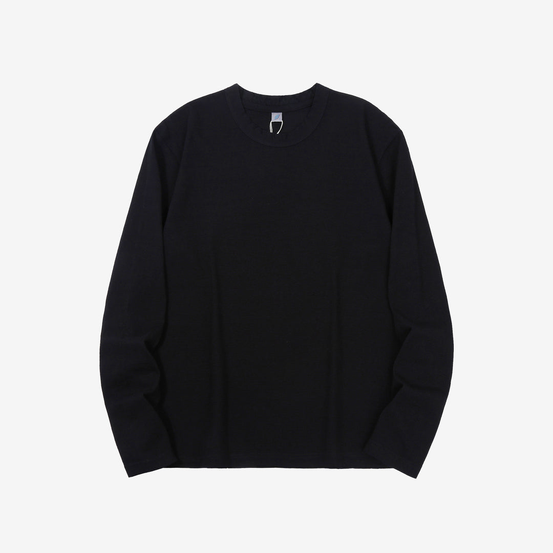Pure Blue Japan LS-5011-IDBK indigo black jersey long sleeve T-shirt fading cotton Japan front
