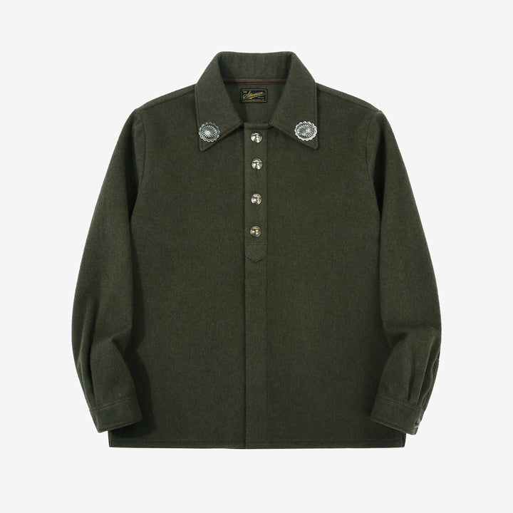 Stevenson Overall Brave Man BM2 Navajo shirt olive front view
