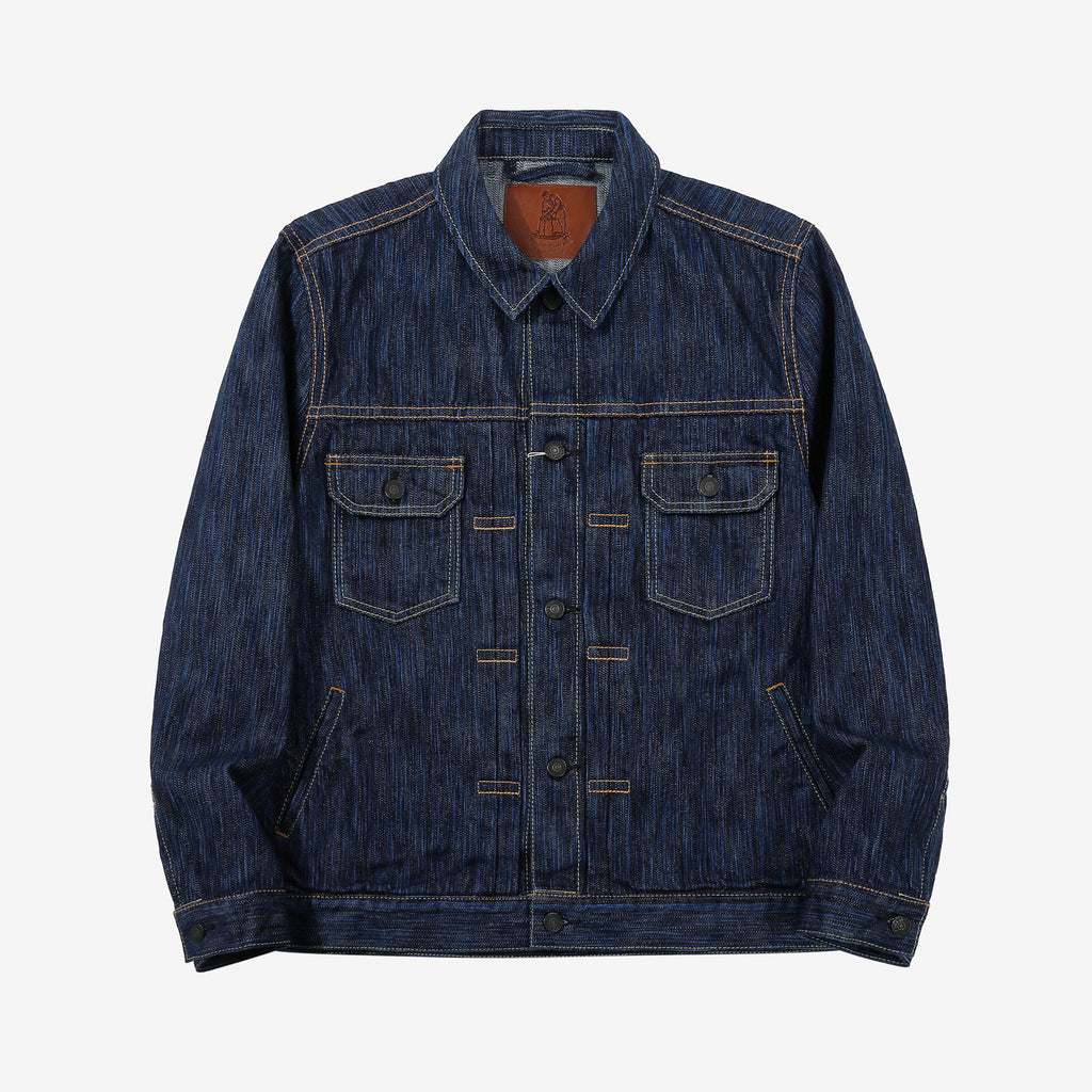 Pure Blue Japan 6225-D 14.5oz Waterfall Denim Type 2 Jacket - Dark Indigo Front View