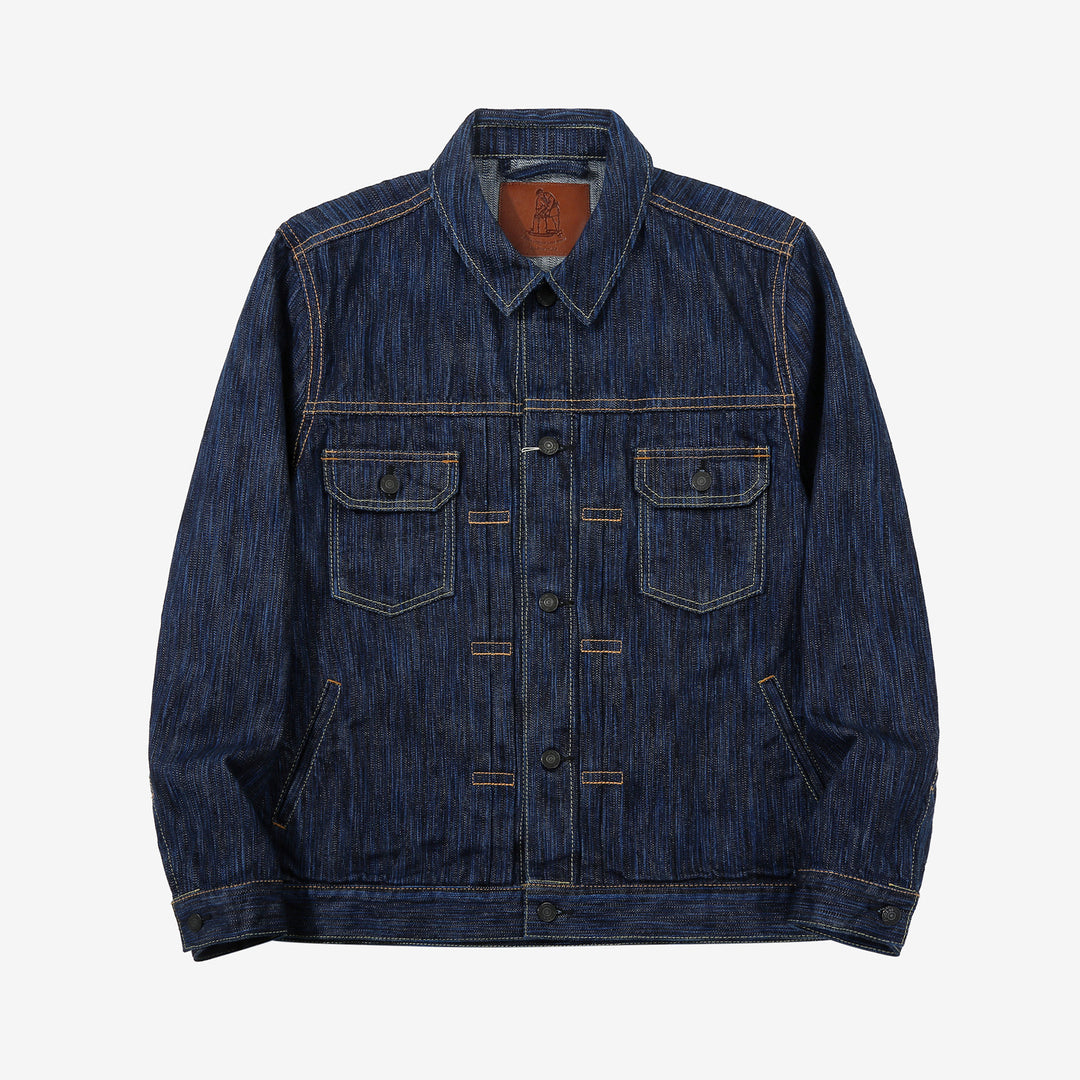 Pure Blue Japan 6225-D 14.5oz Waterfall Denim Type 2 Jacket - Dark Indigo Front View