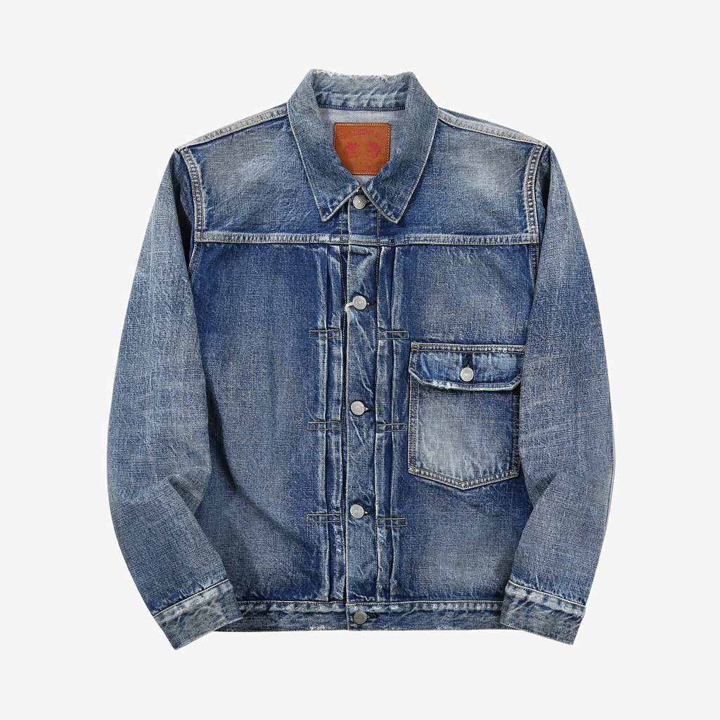 Fullcount 2107E More Than Real type 1 selvedge denim jacket souvenir embroidery Japan front