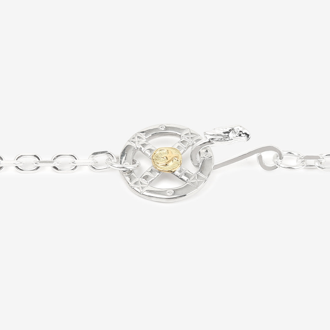 Moto CH-06 bold square chain necklace K18 gold accent eagle hook silver chain Japan K18 wheel