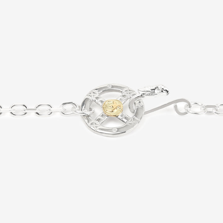 Moto CH-06 bold square chain necklace K18 gold accent eagle hook silver chain Japan K18 wheel