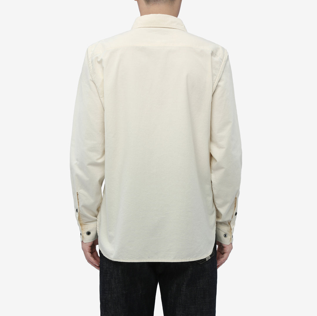 DALEE’S & CO. BF.49 Lightweight Flannel Shirt in Natural – Model Back View