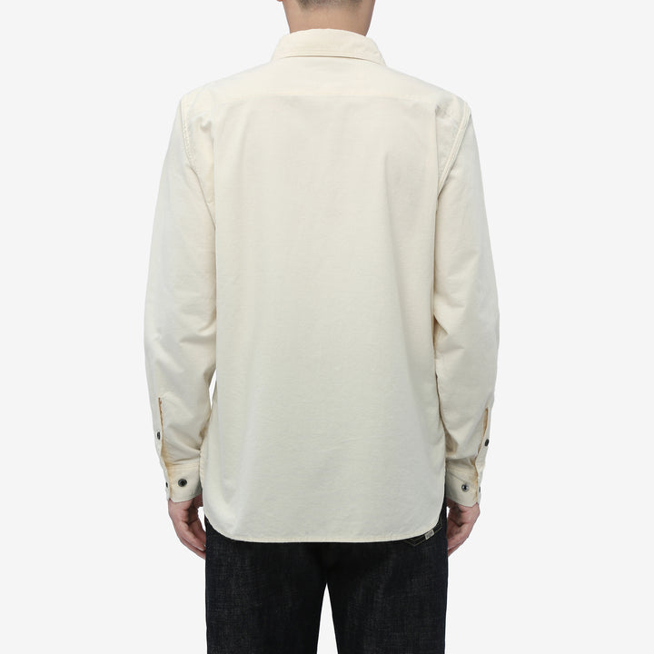 DALEE’S & CO. BF.49 Lightweight Flannel Shirt in Natural – Model Back View