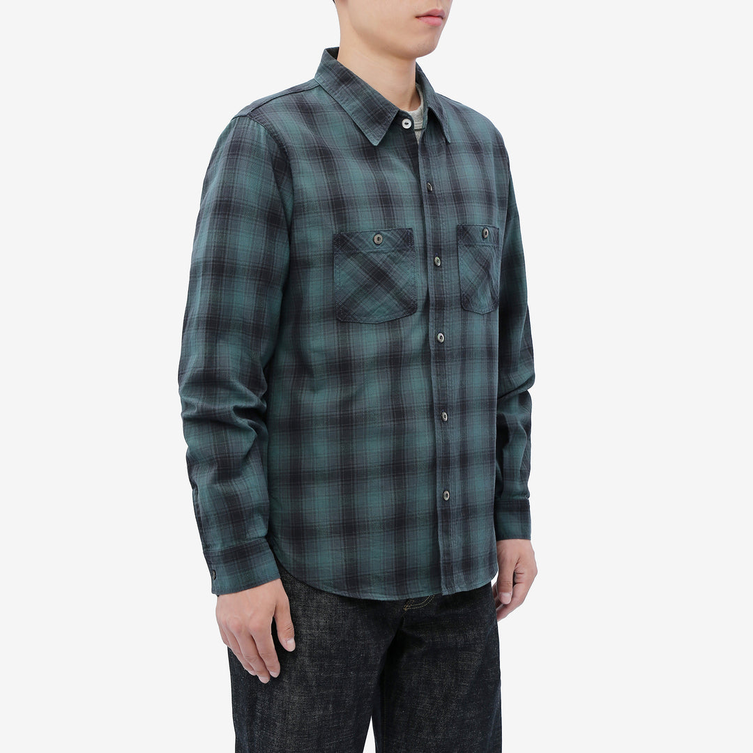 Deluxeware LV-36 Amundsen Dobby Ombre Check Shirt – Model Three-Quarter View