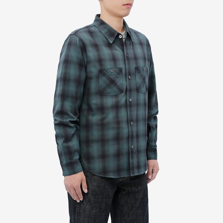 Deluxeware LV-36 Amundsen Dobby Ombre Check Shirt – Model Three-Quarter View