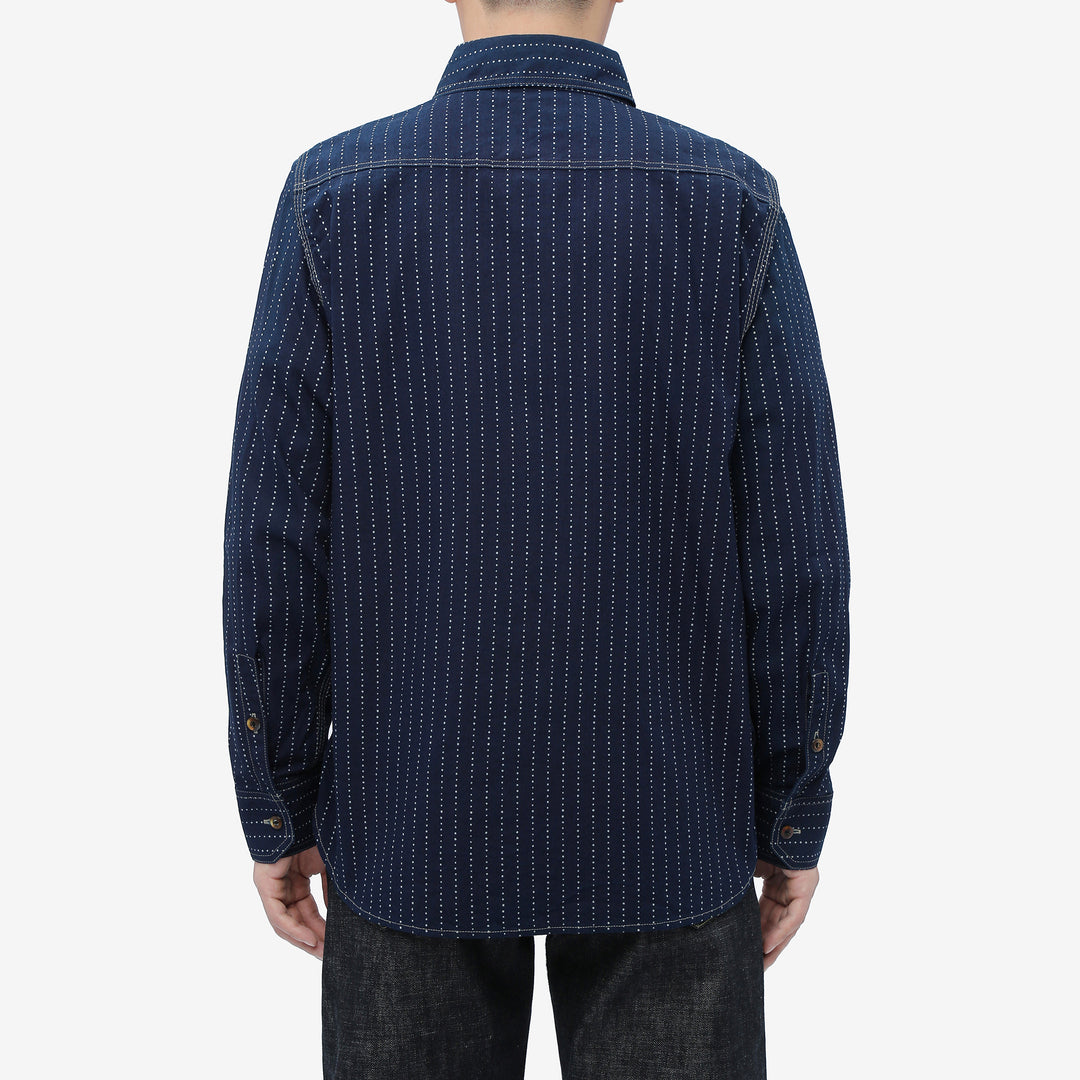 DALEE’S & CO. Signal Savvy Indigo Wabash Work Shirt – Model Back View