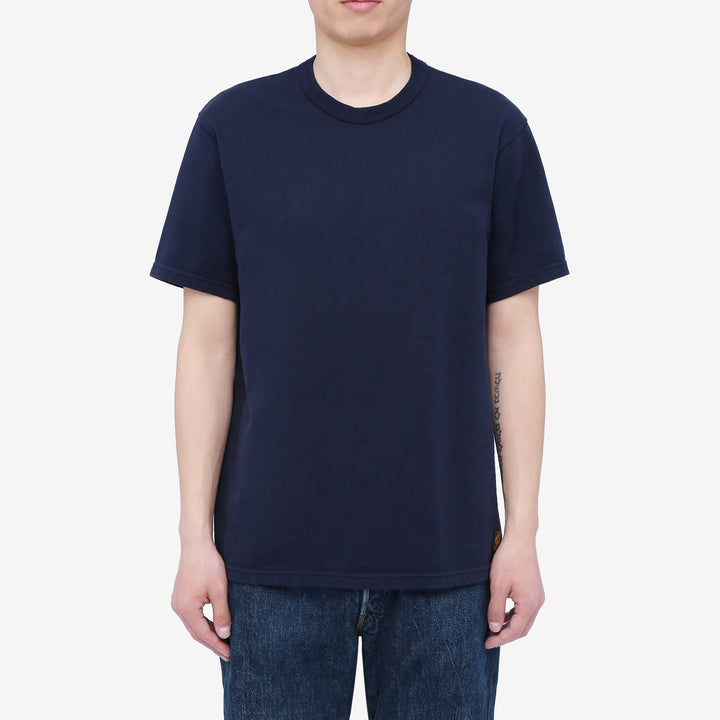 Deluxeware SDTS-00 10.5oz loopwheeled T-shirt made in Japan heavyweight crew neck blue