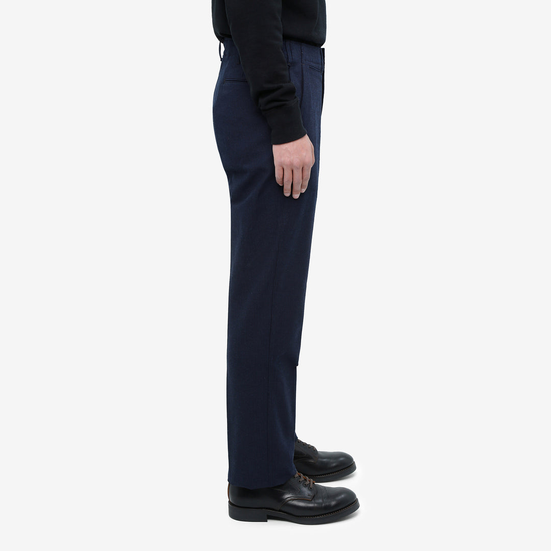Boncoura 41 indigo herringbone trousers side view