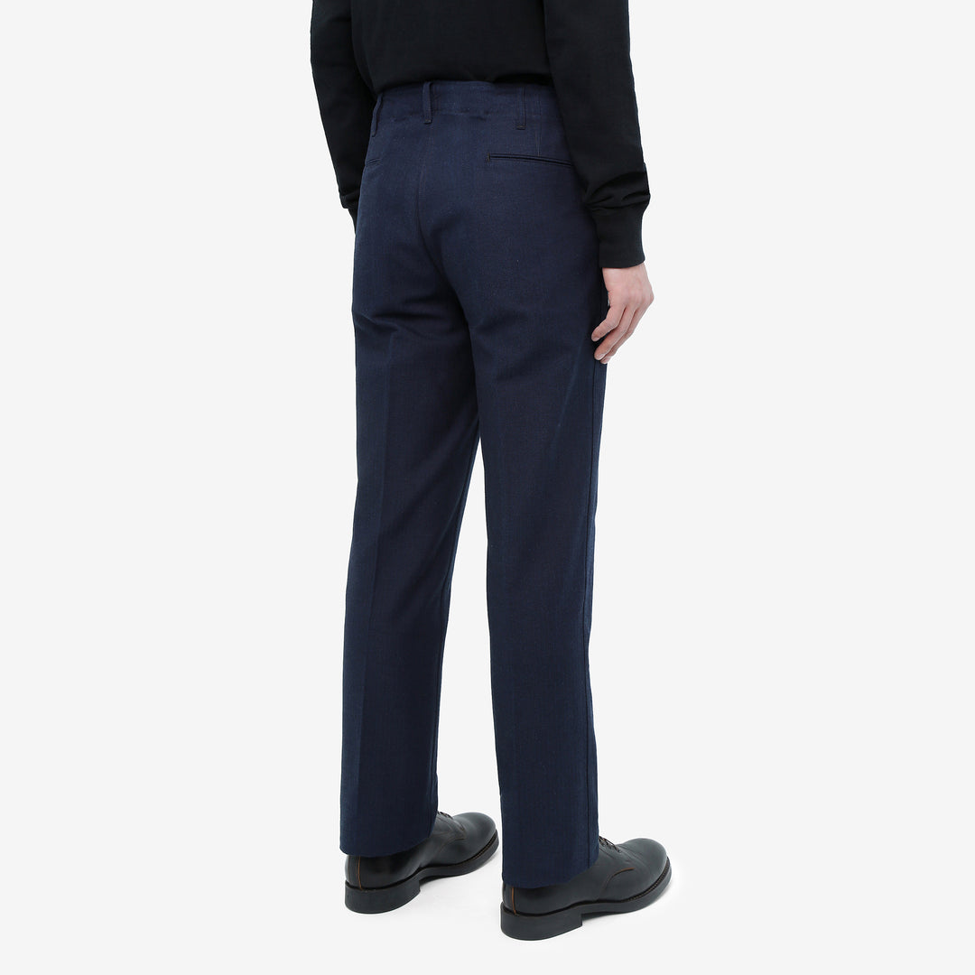 Boncoura 41 indigo herringbone trousers back view wear image