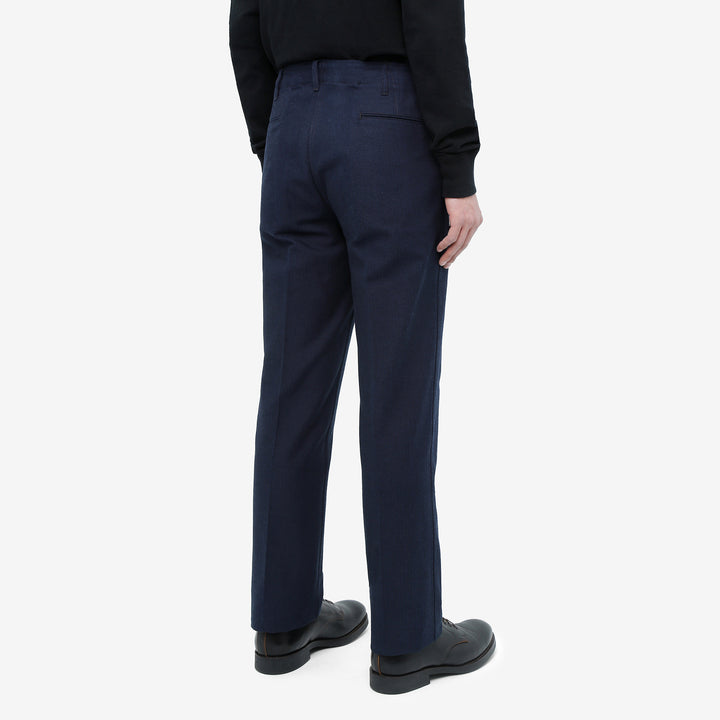 Boncoura 41 indigo herringbone trousers back view wear image