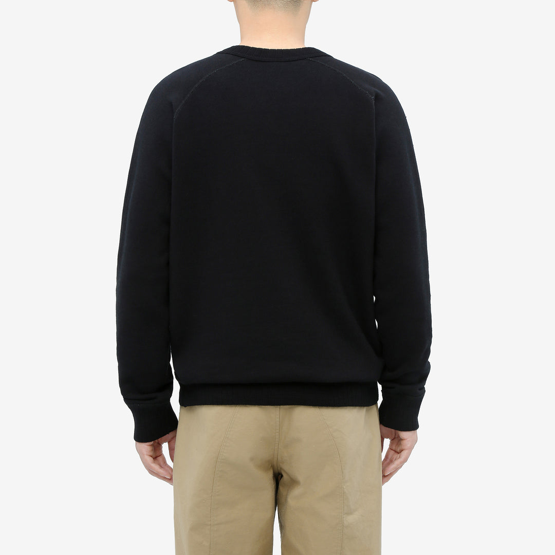 Pure Blue Japan 5409-IDBK Indigo Sweatshirt Black Overdye – Model Back View