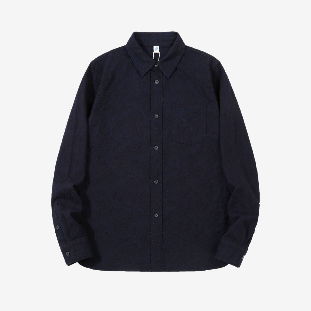 Pure Blue Japan 2226-2 Indigo Paisley Jacquard Shirt – Front View