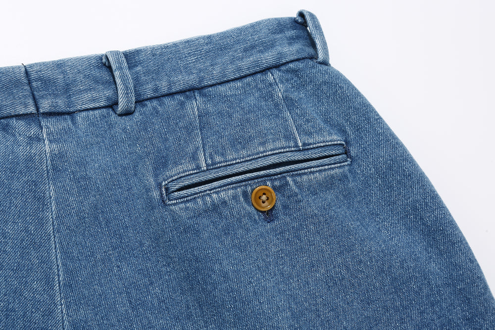 NEAT Sea Island cotton denim chinos vintage washed wide trousers Japan back pocket