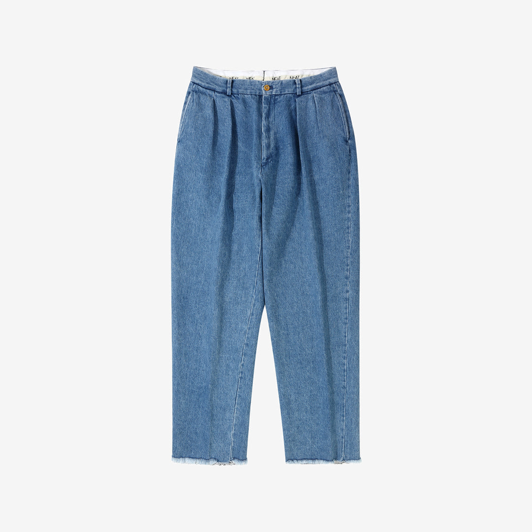 NEAT Sea Island cotton denim chinos vintage washed wide trousers Japan front