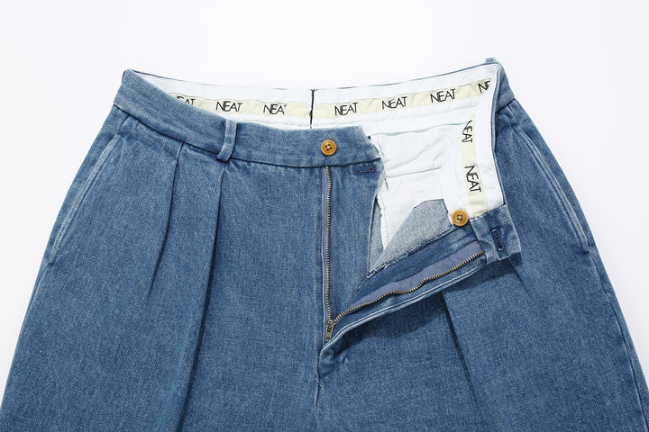 NEAT Sea Island cotton denim chinos vintage washed wide trousers Japan detail