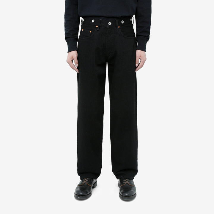 Moto Motor New Vintage 12oz selvedge denim old baggy fit black x black Japanese denim jeans wear image front
