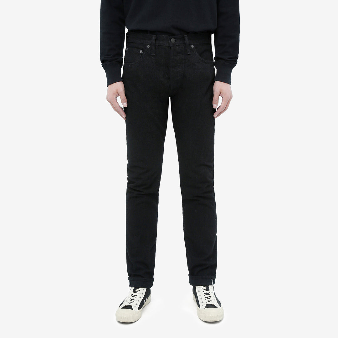 Pure Blue Japan XX-019 black selvedge denim relaxed tapered jeans Japan wear image front