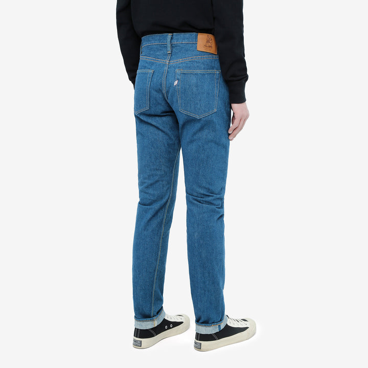 Pure Blue Japan greencast indigo selvedge denim relaxed tapered jeans Japan wear image back