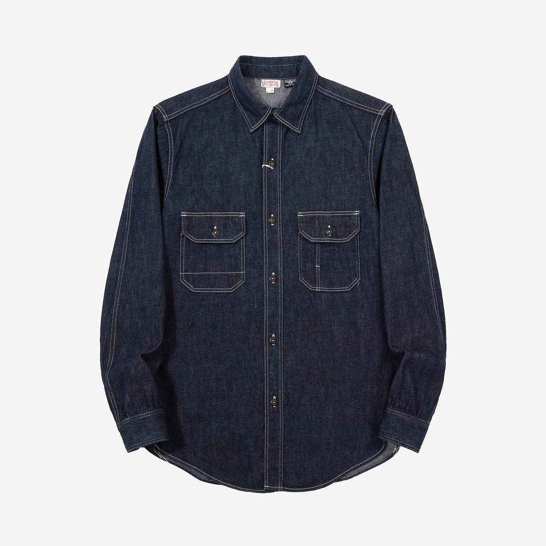 Freewheelers 2623002 Birner 8.5oz Indigo Denim Mechanic Shirt – Front View
