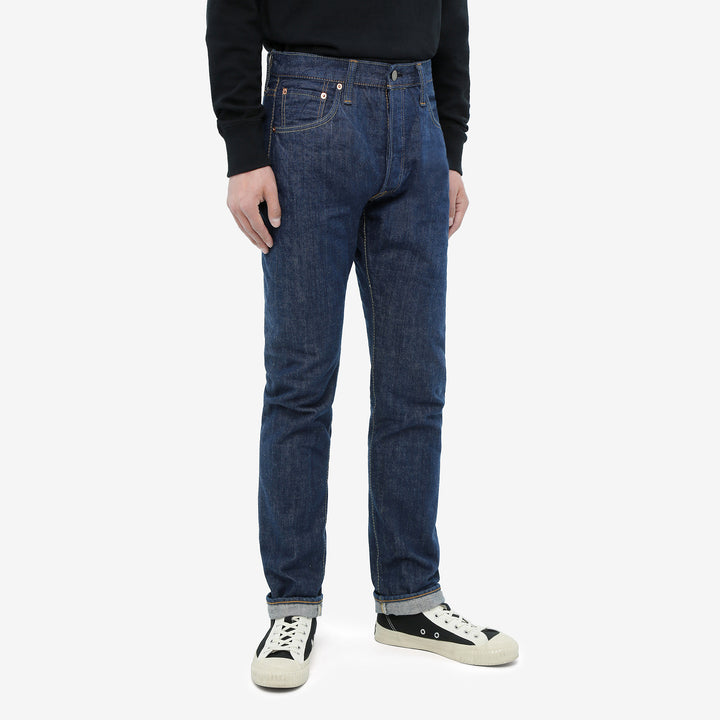 Pure Blue Japan AI-13.5oz-019 natural indigo selvedge denim relaxed tapered jeans wear image side front