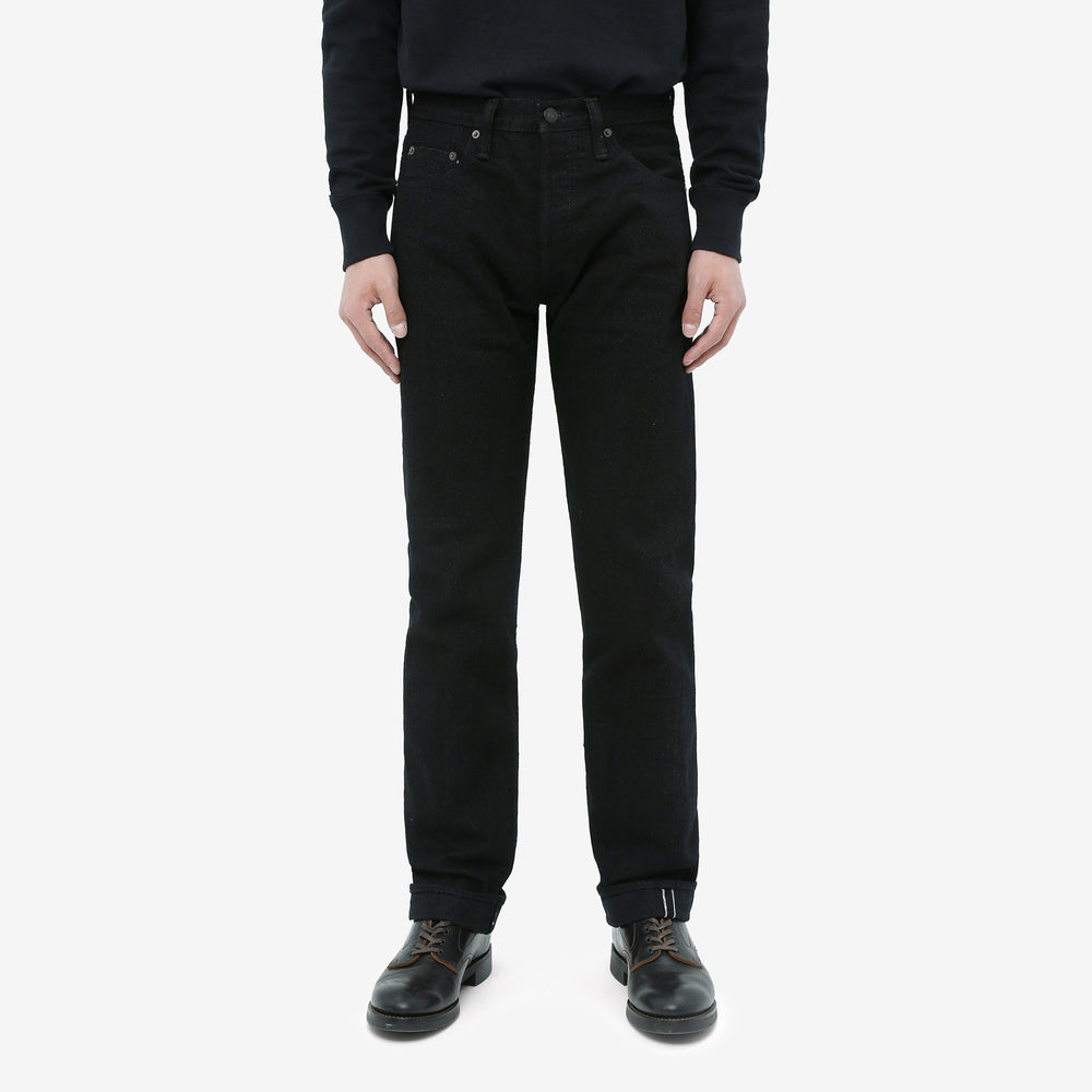 Pure Blue Japan XX-003-BK 14oz Black x Black Selvedge Denim Regular Straight Fit - Model Front View