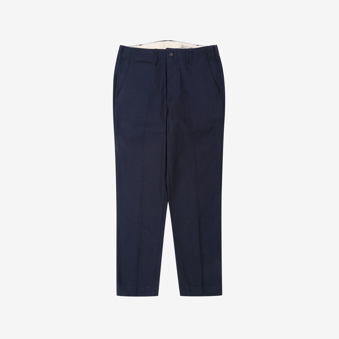 Boncoura 41 indigo herringbone trousers front view