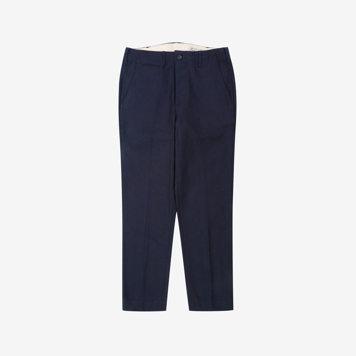 Boncoura 41 indigo herringbone trousers front view