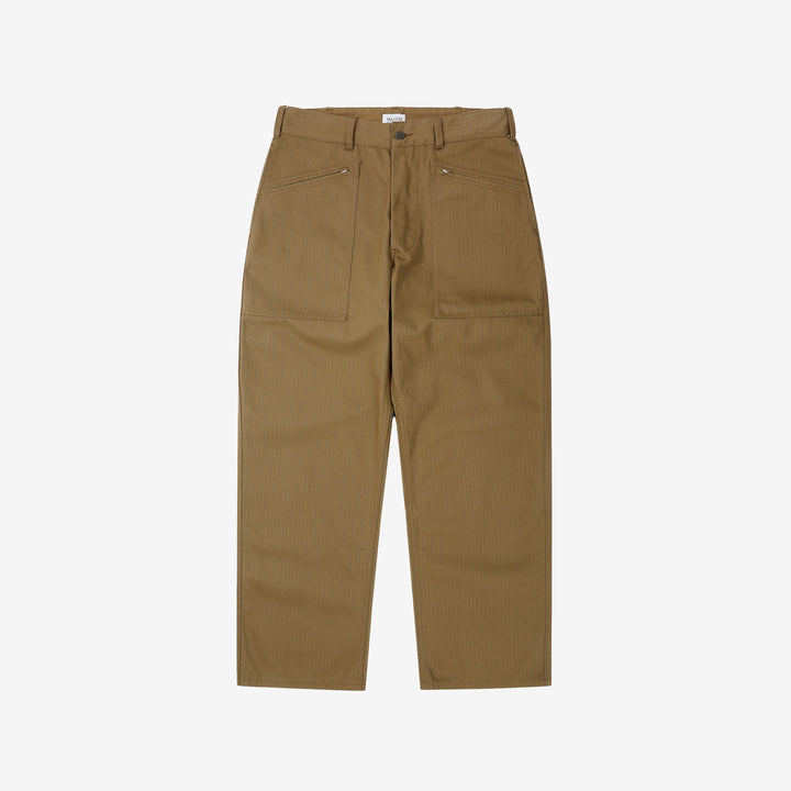 WASEW WSW-25A-011 herringbone twill mechanical pants coyote made in Japan straight fit work pants front view