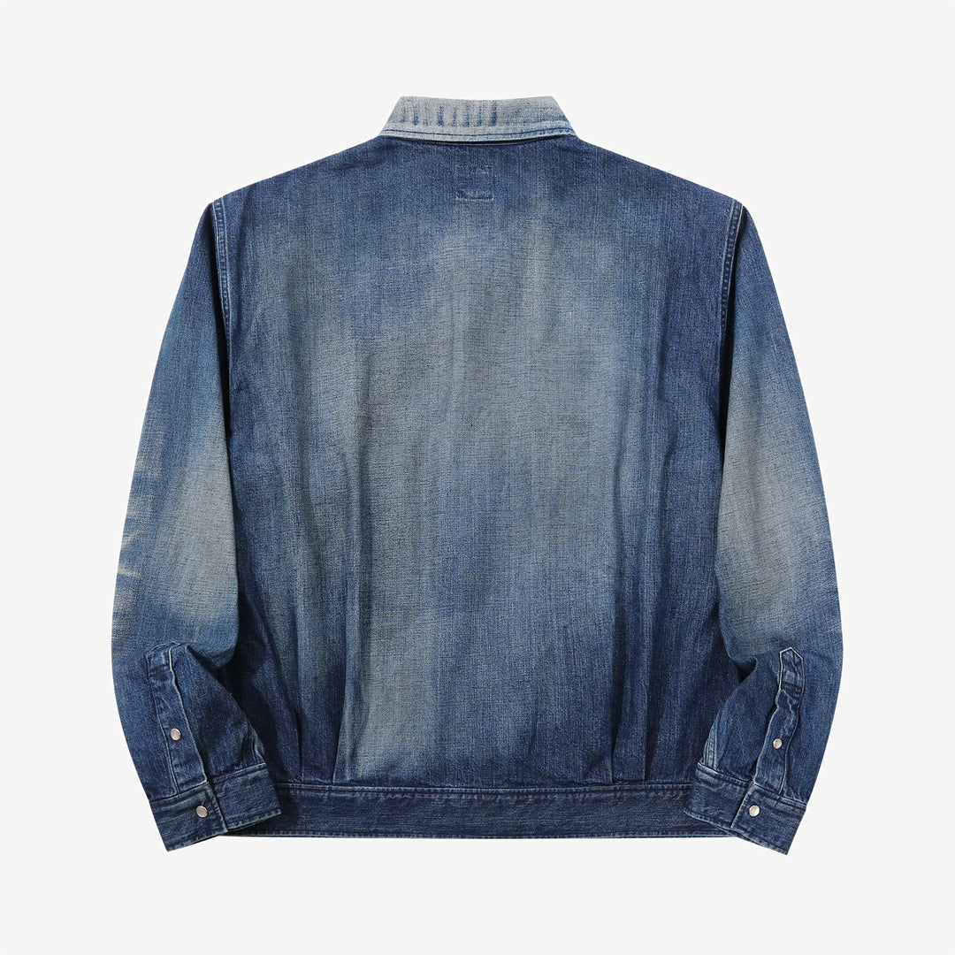 Fullcount Hollywood Dude denim jacket used wash selvedge western style short boxy fit Japan back