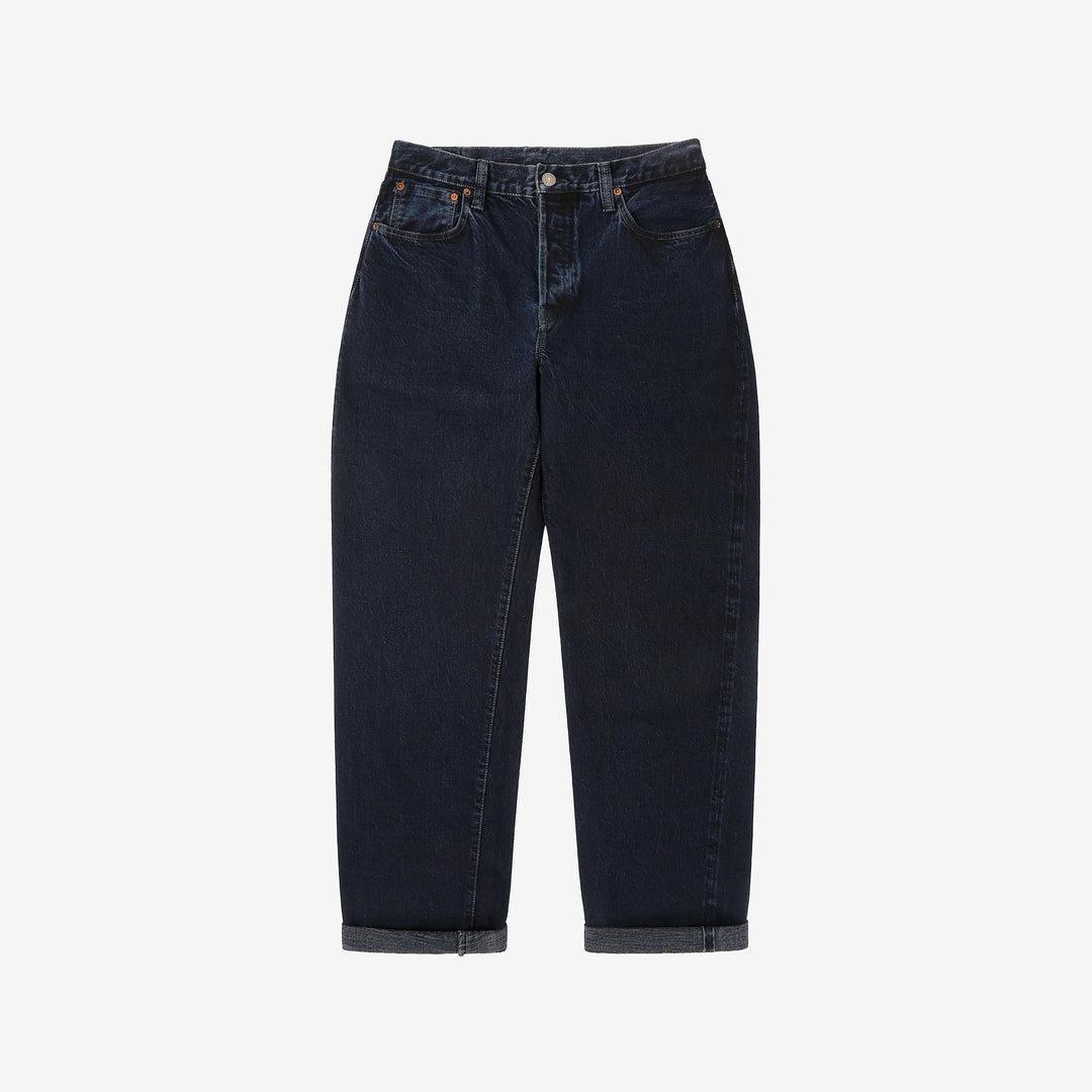 Omoto Denim 0815BCH 13.5oz Selvedge Sumi Overdyed Denim - Wide Straight Fit Made in Japan - Front View