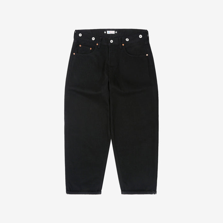 Moto Motor New Vintage 12oz selvedge denim old baggy fit black x black Japanese denim jeans front