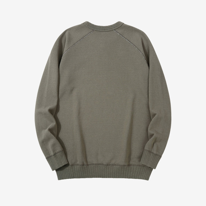 Pure Blue Japan 5400-SUMI Raglan Sleeve Sweatshirt - Sumi-Dyed Made in Japan - Back Full View
