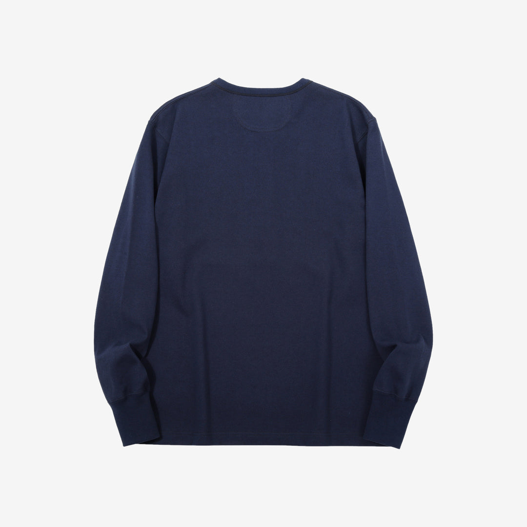 Freewheelers 2535004 Heavyweight Henley Shirt in Dry Navy – Back View