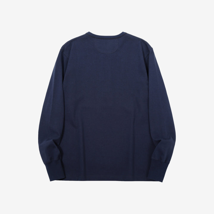Freewheelers 2535004 Heavyweight Henley Shirt in Dry Navy – Back View