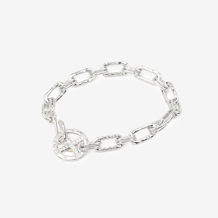 Moto BR-03 handmade chain bracelet eagle silver K18 gold accent Japan handcrafted bracelet back