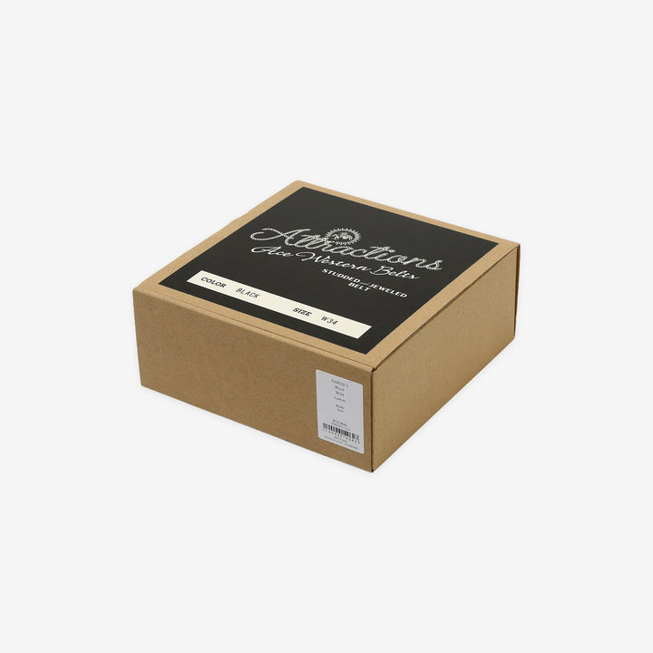 Attractions x ACE Western Belts A20032 Studded and Jeweled Belt Black – Branded Packaging Box
